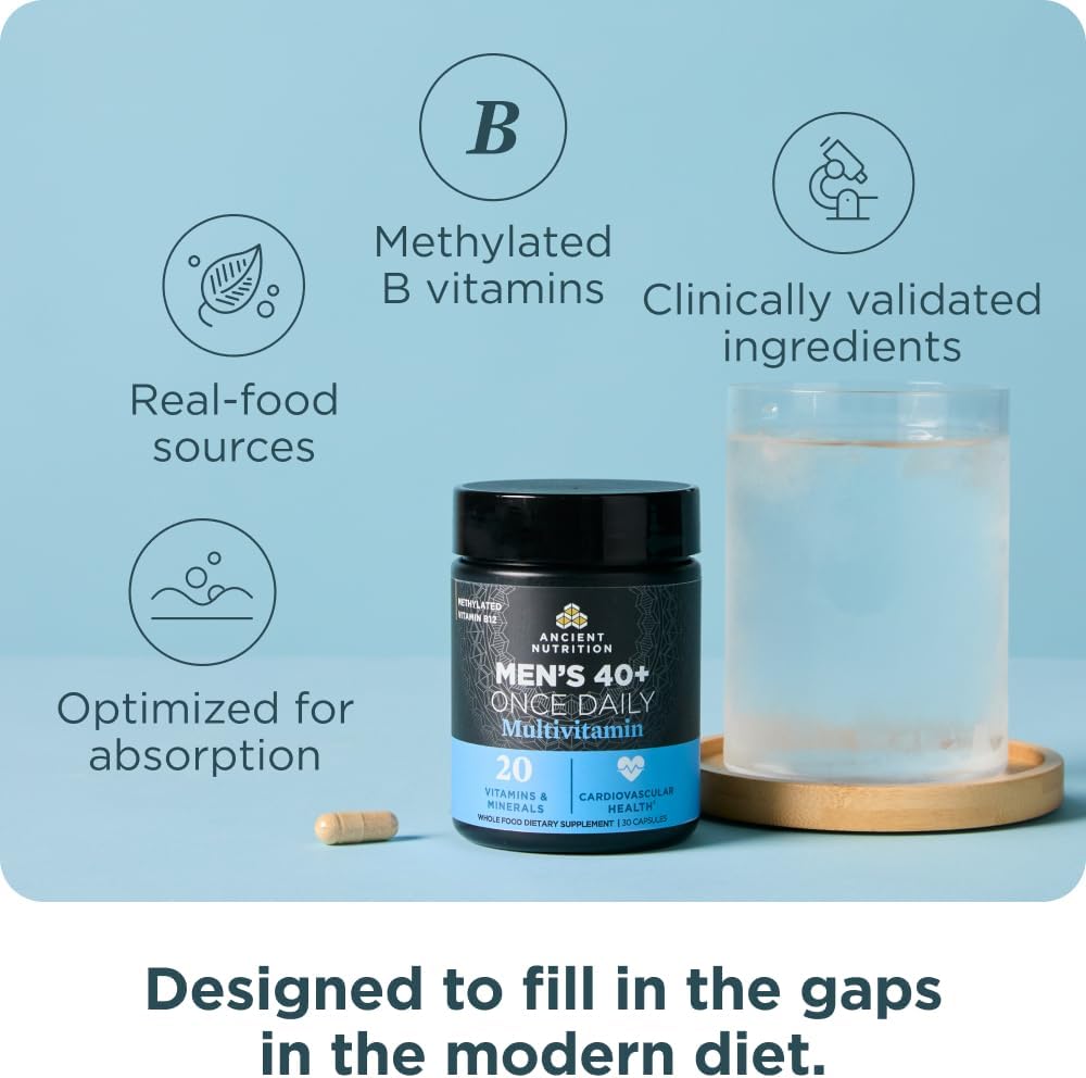 Ancient Nutrition Multivitamínico para Hombres 40+ – 30 Cápsulas