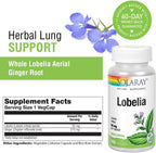 SOLARAY Lobelia Aerial 50mg - Respiratory & Bronchial Support - with Ginger - 100 VegCaps