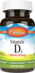 Carlson Vitamina D3 1000 UI – 100 Cápsulas Blandas