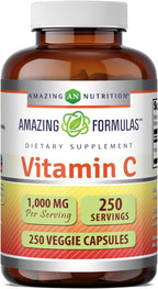 Amazing Formulas Vitamina C 1000 mg | Cápsulas Vegetales | No Transgénico | Sin Gluten | 100 Cápsulas