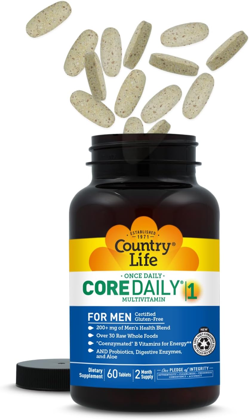 Country Life Core Daily-1 for Men - Multivitamin with Probiotics, Saw Palmetto & Coenzymated B Vitamins - 60 Tablets