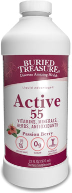 Buried Treasure Active 55 Plus - Multivitamínico Líquido para Mayores, 32 dosis, Vegano, Sin Azúcar
