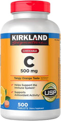 Kirkland Signature Vitamina C Masticable 500 mg Sabor Naranja - 500 comprimidos