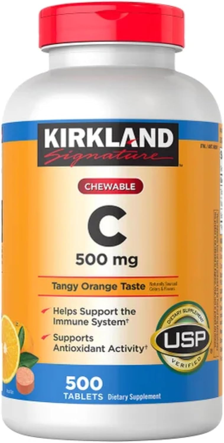 Kirkland Signature Vitamina C Masticable 500 mg Sabor Naranja - 500 comprimidos