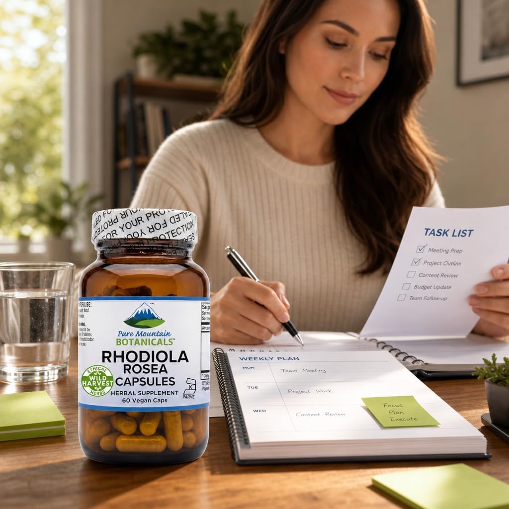 Pure Mountain Botanicals Rhodiola Rosea 250mg - 60 Cápsulas Veganas