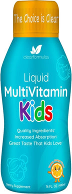 Multivitamínico Líquido Sin Azúcar para Niños - Vitaminas A, C, D, E, Complejo B + Quercetina - Sabor Naranja - 1 Mes