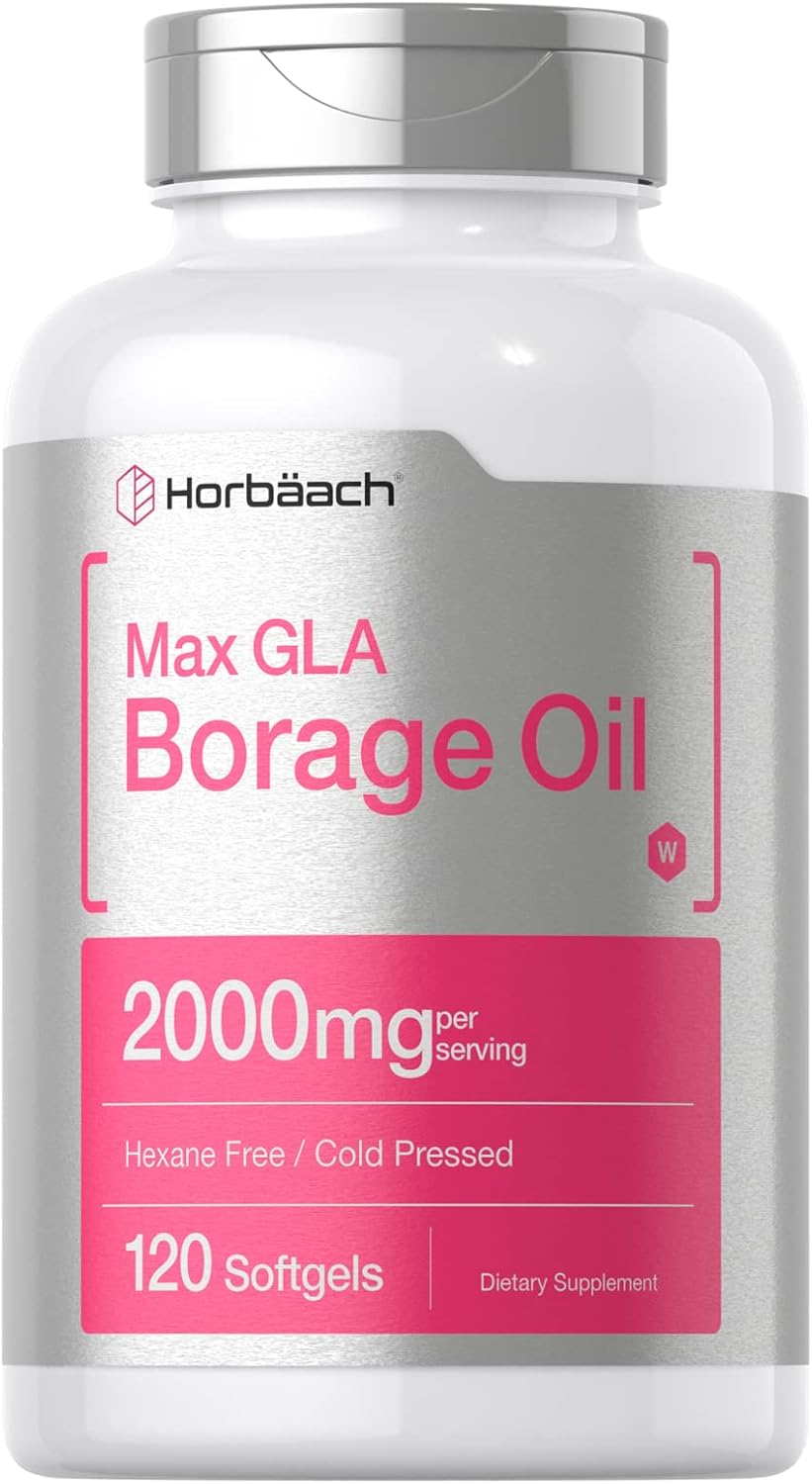 Aceite de Borraja 2000 mg | 120 Cápsulas Blandas | 320 mg de GLA | Horbäach
