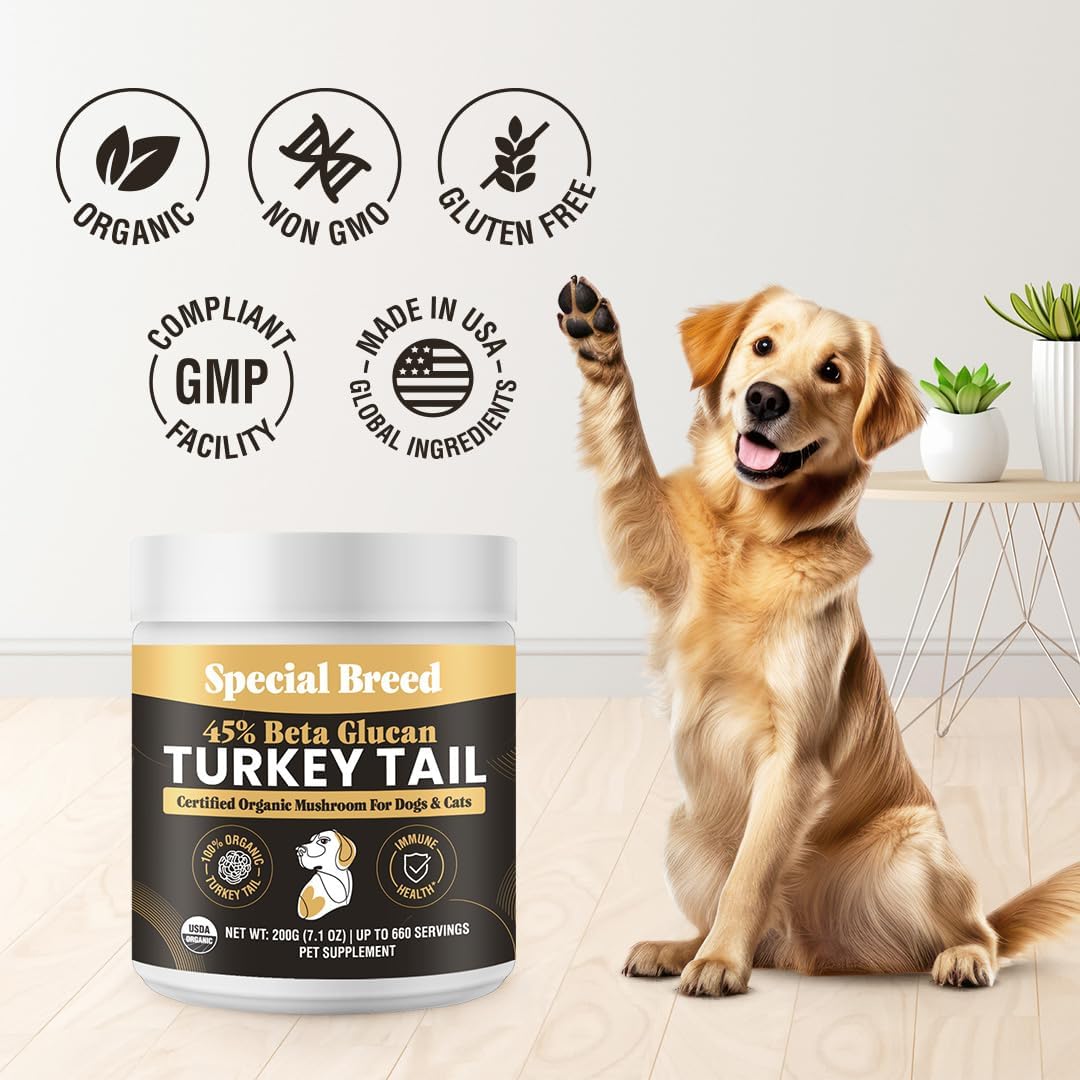 Cola de Pavo Orgánica para Perros y Gatos - Estandarizada al 45% de Betaglucanos - 660 Comprimidos - Special Breed