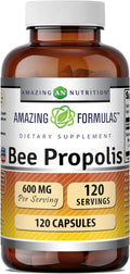 Amazing Formulas Bee Propolis | 600 mg Per Serving | 120 Capsules | Non-GMO | Gluten-Free
