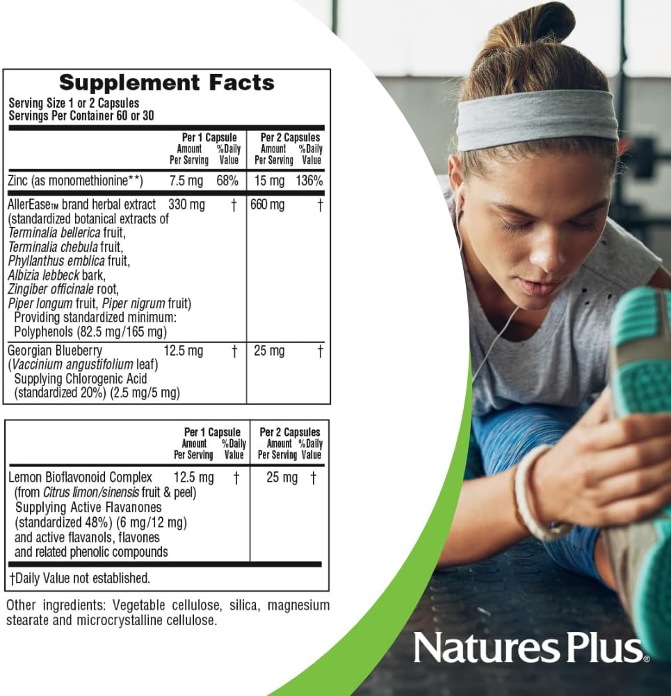 NaturesPlus Advanced Therapeutics Aller-7 Rx-Respiration - 60 Vegetarian Capsules - Respiratory Support - Gluten-Free - 30 Servings
