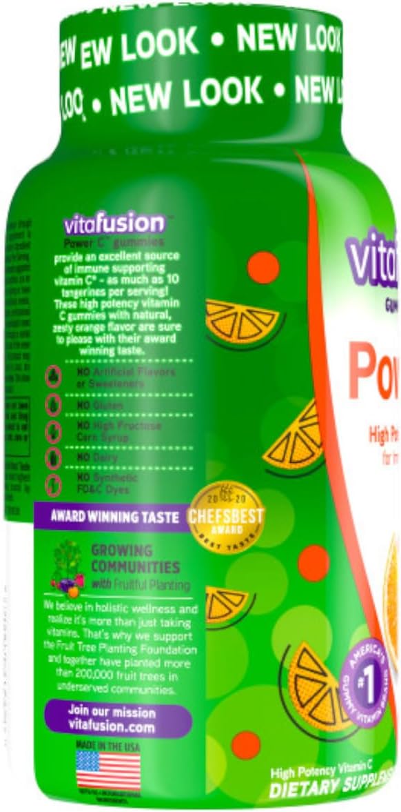 Vitafusion Power C, Gominolas de Vitamina C para Adultos, 150 Gominolas de Alta Potencia