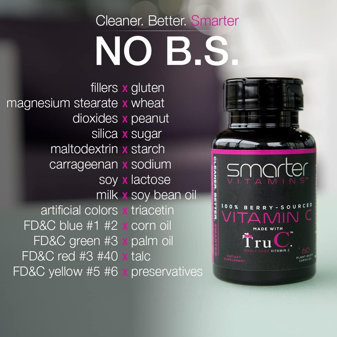 Smarter Raw Whole Food Vitamin C de Bayas, Antioxidantes Premium, Bioflavonoides y Polifenoles, 60 Cápsulas Veganas