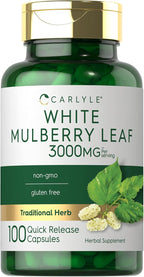 Carlyle Extracto de Hoja de Morera | 100 Cápsulas | Suplemento Herbal No-GMO y Sin Gluten