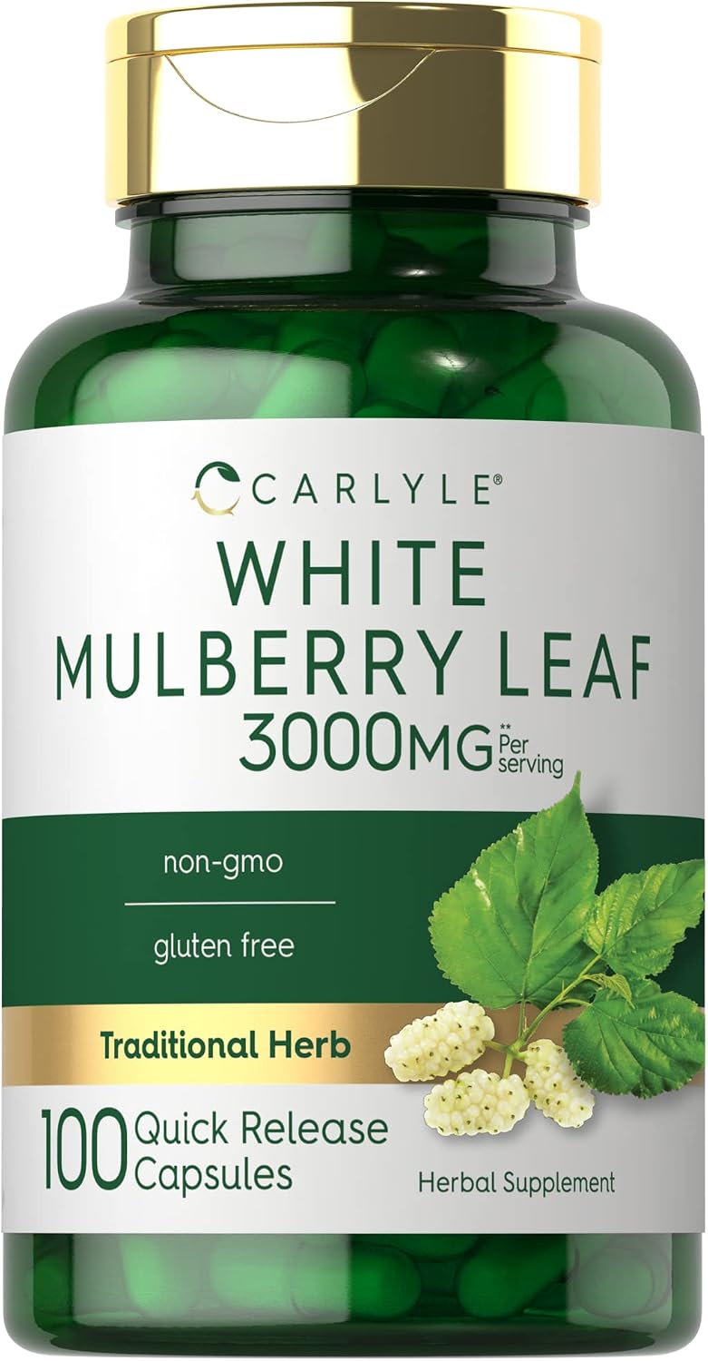Carlyle Extracto de Hoja de Morera | 100 Cápsulas | Suplemento Herbal No-GMO y Sin Gluten