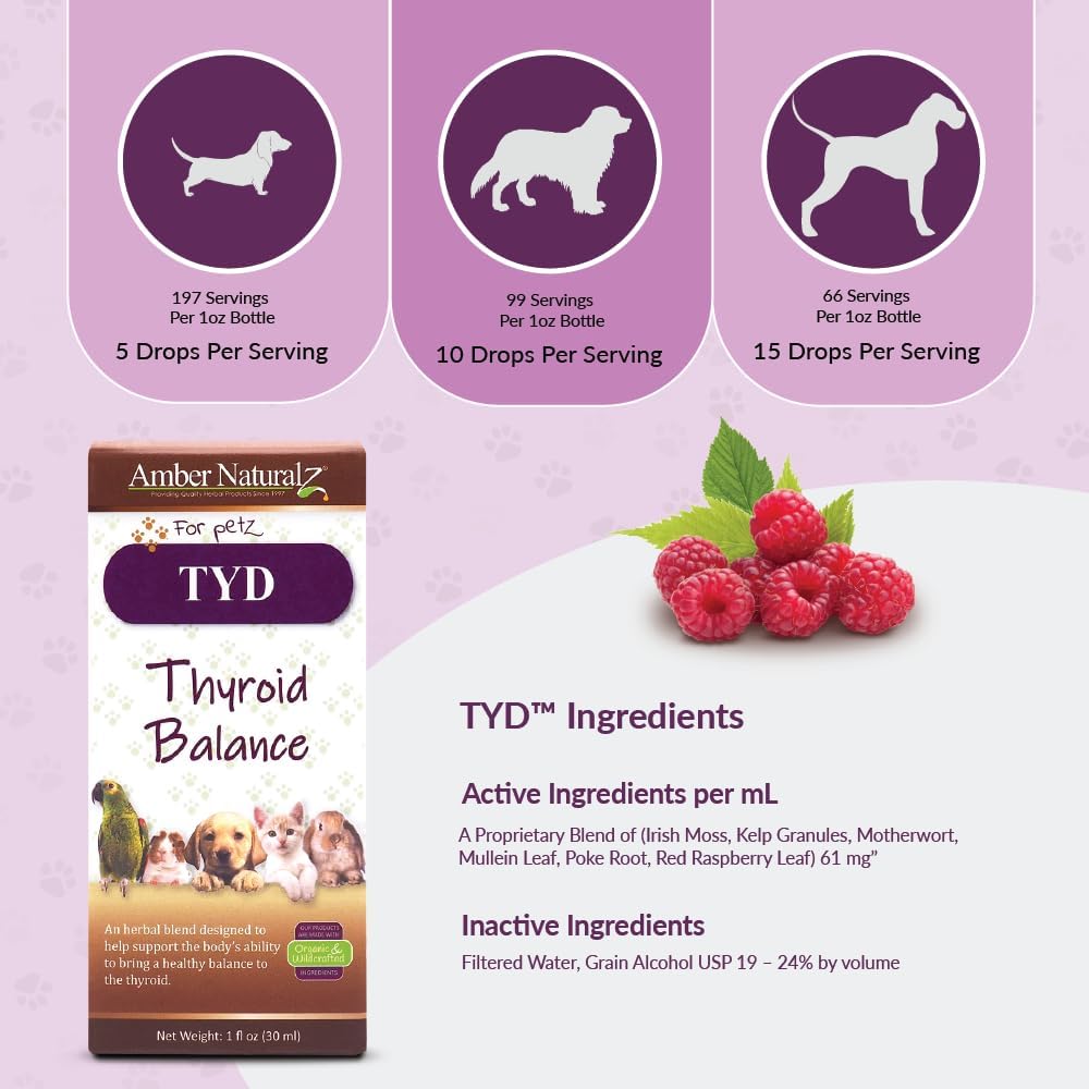 Amber NaturalZ TYD Thyroid Balance Suplemento Herbal para Mascotas (30 ml)