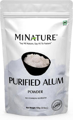Mi Nature Alumbre en Polvo de Potasio (Fitkari/Phitkari) - 100% Natural para el Cuidado de la Piel, Acné, Control de Olores y Purificación de Agua - Mascarilla Facial para Refinar Poros - 100g
