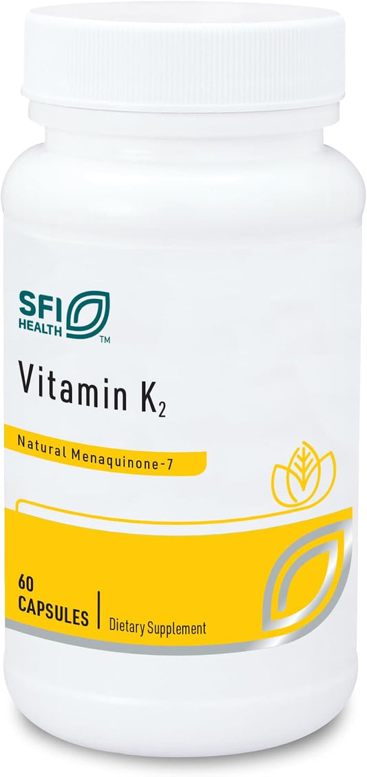 Klaire Labs SFI Health Vitamina K2-50 Microgramos como Menaquinona-7 MK-7, Sin Soja, Gluten ni Lácteos (60 Cápsulas)