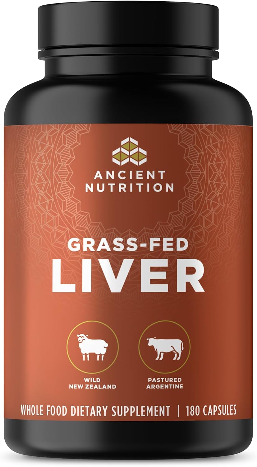 Ancient Nutrition - Suplemento de Órganos, Hígado de Res y Cordero, 180 Cápsulas