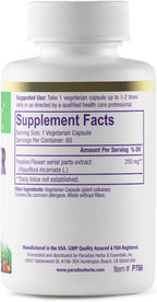 Paradise Herbs Passionflower, Suplemento de pasiflora, Super potente, Ultra puro, Vegano, Sin gluten, 60 cápsulas vegetales