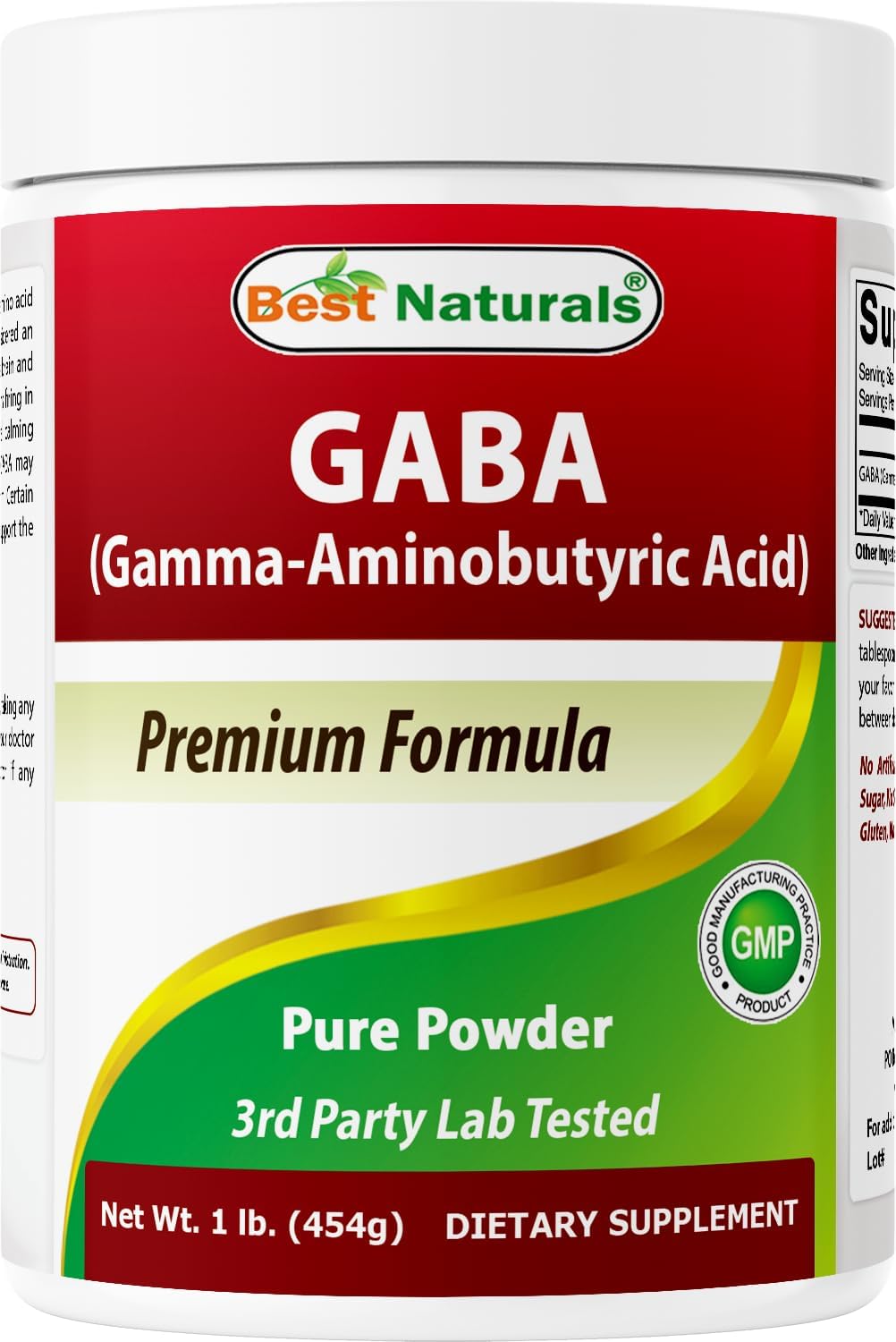 Best Naturals GABA (Gamma-Aminobutírico) Polvo Puro 1 Libra (454 g)