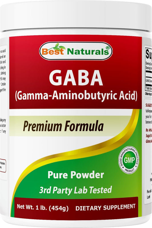 Best Naturals GABA (Gamma-Aminobutírico) Polvo Puro 1 Libra (454 g)