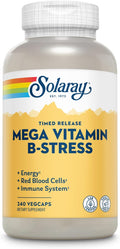 SOLARAY Mega Vitamin B-Stress - B Complex with Vitamin C, Sustained Release, 240 Tablets