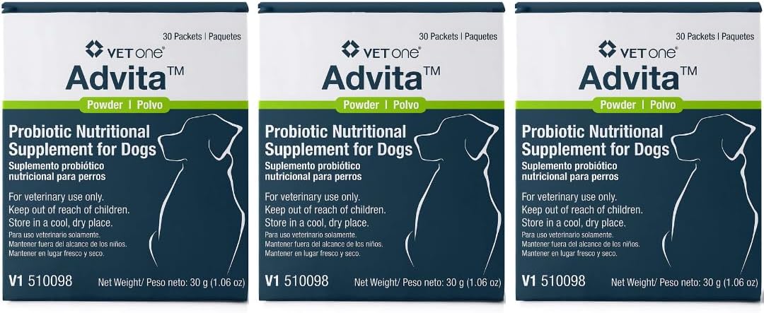 Vet One Advita Probiotic Nutritional Supplement for Dogs (3 Cajas, 90 Sobres)