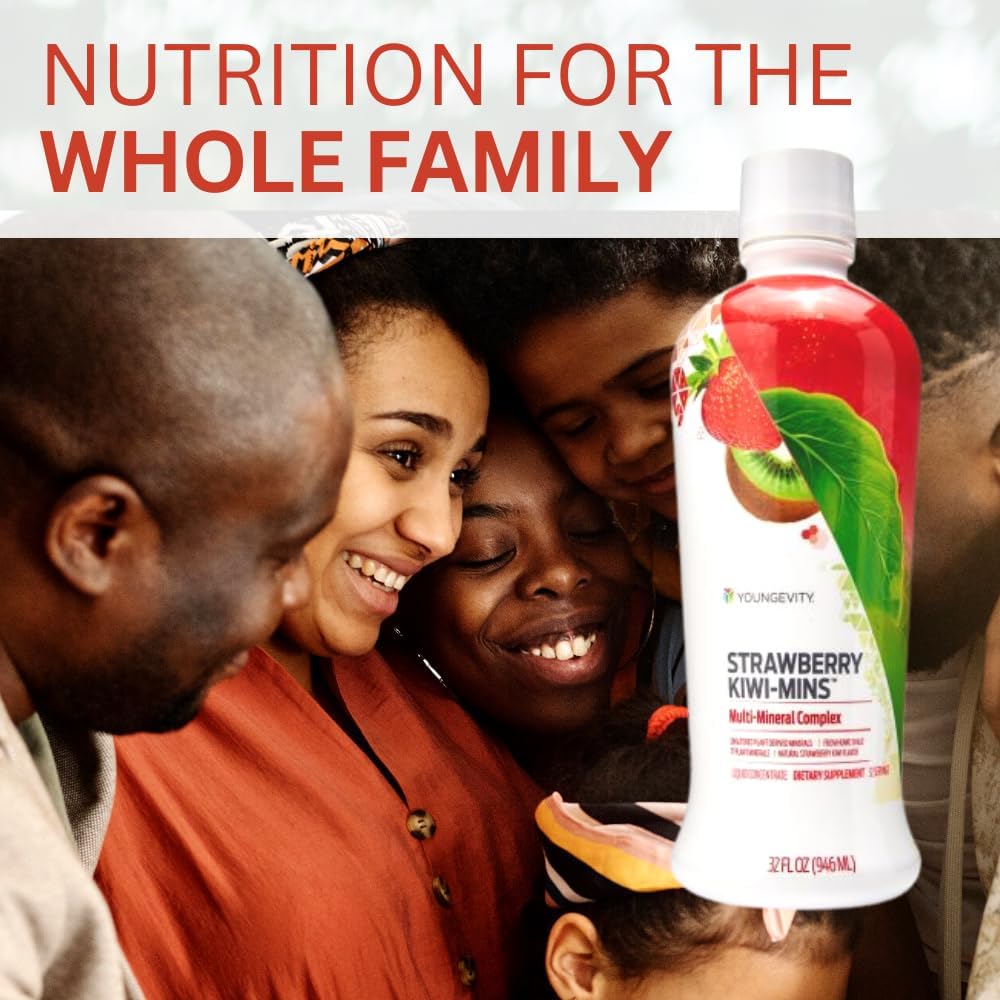 Youngevity Strawberry Kiwi-Mins Complejo Mineral Líquido de Origen Vegetal - 32oz (4 Paquetes)