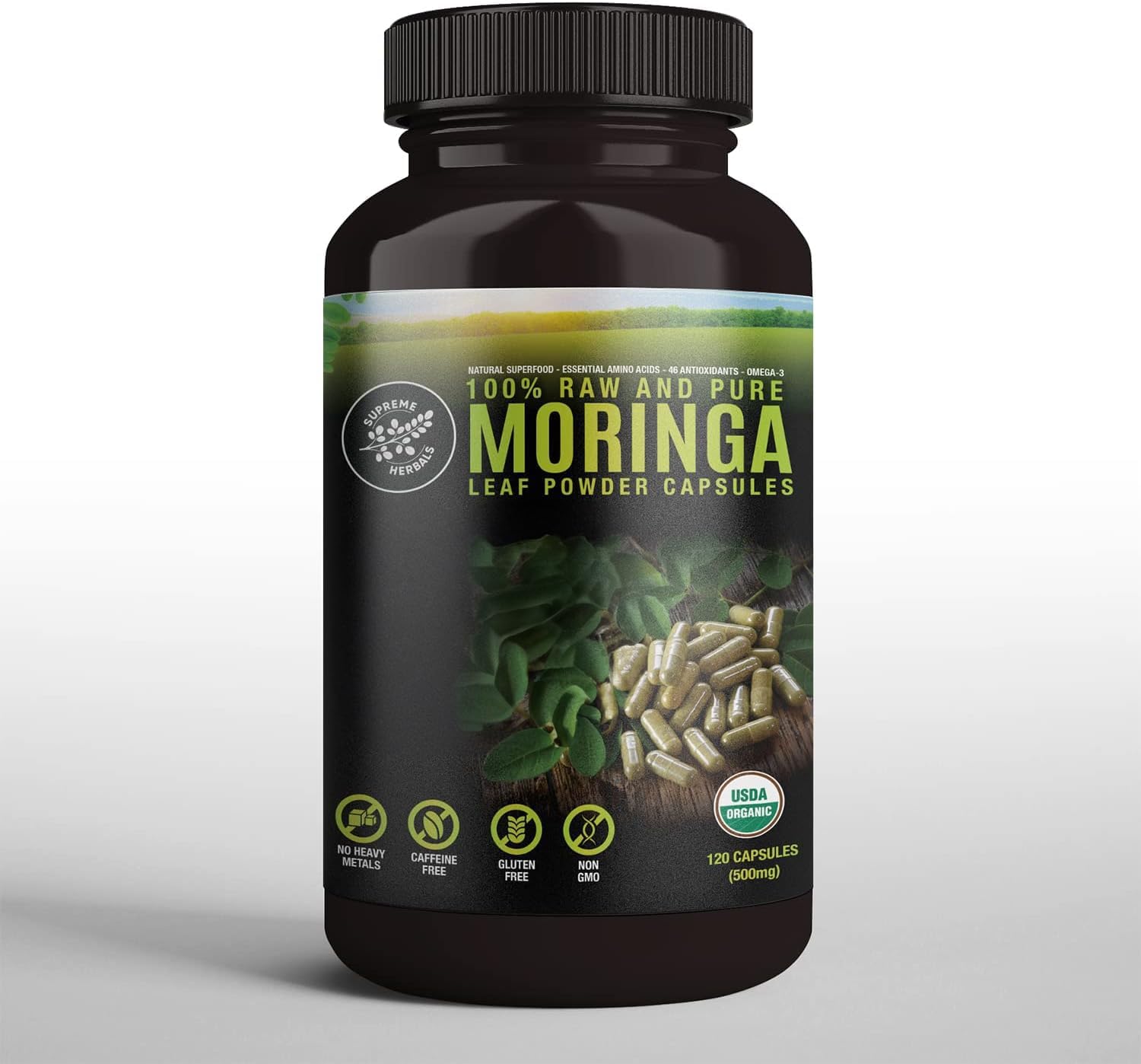Cápsulas de Moringa en Polvo 100% Pura y Ecológica - 120 Cápsulas de 500 mg