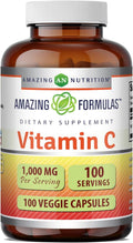 Amazing Formulas Vitamina C 1000 mg | Cápsulas Vegetales | No Transgénico | Sin Gluten | 100 Cápsulas