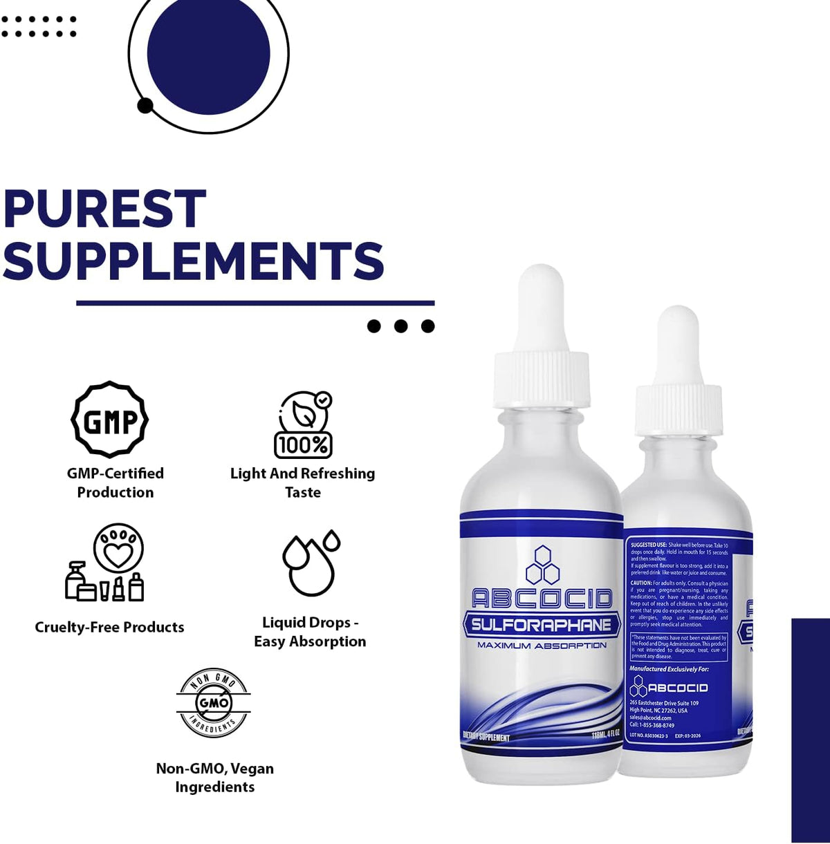 ABCOCID Sulforafano Activado y Estabilizado - 490 mg, 118 ml (4 oz), 240 porciones, Líquido - görsel 8