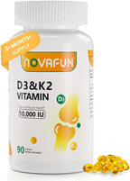 Novafun Vitamina D3 K2 10000 UI con Aceite de Coco, 90 Cápsulas Blandas