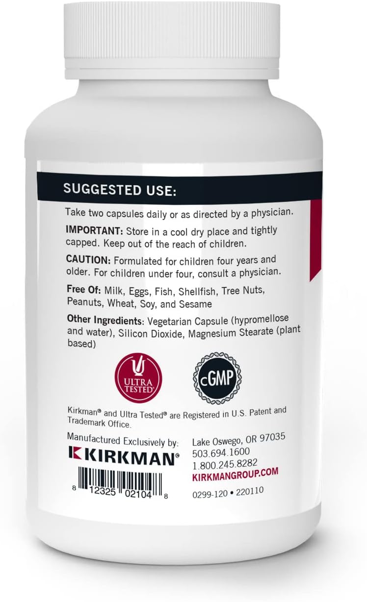 Kirkman - Children's Multivitamin and Mineral - 120 Capsules - Broad-Spectrum Formula with Coenzyme Q-10 - No Artificial Colors or Flavors