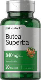 Horbäach Butea Superba Raíz 840mg | 90 Cápsulas | Rendimiento Masculino | No GMO y Sin Gluten
