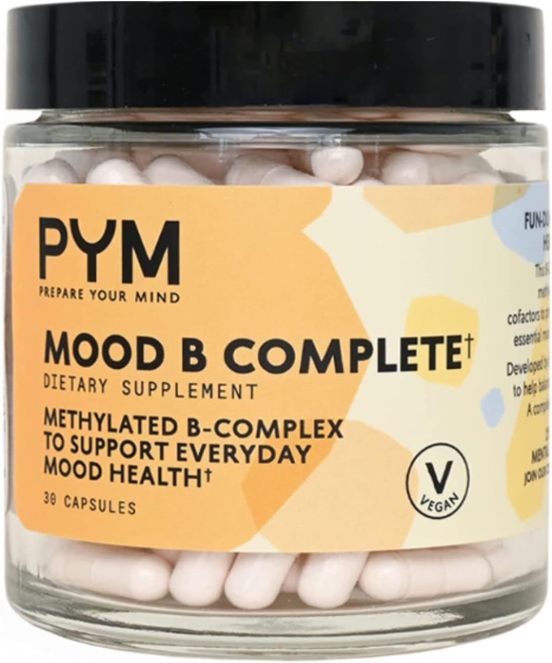 PYM Vitamin B Complex Mood Support Supplement (30 cápsulas) | Complejo B Metilado para el Estado de Ánimo y la Energía