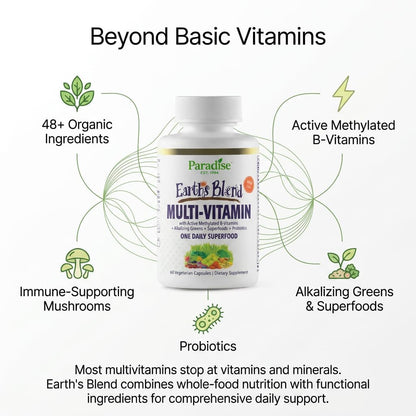 Paradise Herbs Earth's Blend Multivitamínico – Probióticos y adaptógenos: Microorganismos beneficiosos y hierbas – Image 3
