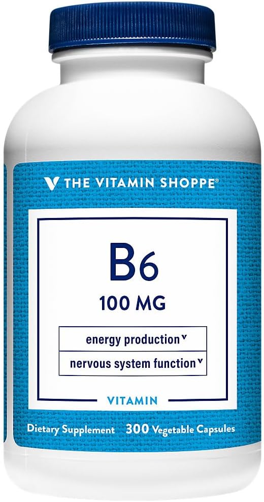 Vitamina B6 100 mg, 300 cápsulas vegetales - Metabolismo Energético y Función Cerebral | The Vitamin Shoppe