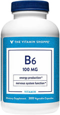 Vitamina B6 100 mg, 300 cápsulas vegetales - Metabolismo Energético y Función Cerebral | The Vitamin Shoppe