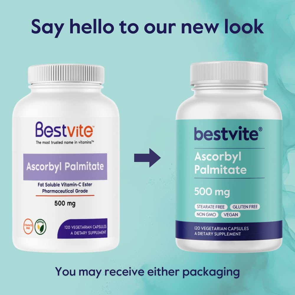 BESTVITE Ascorbil Palmitato 500 mg - 240 Cápsulas Vegetales (Pack de 2)