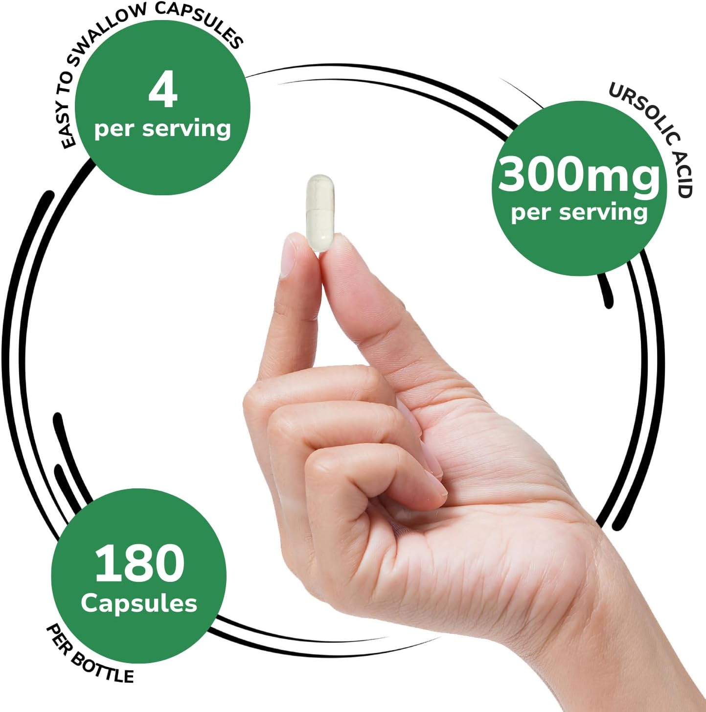 Genex Formulas Ácido Ursólico 300mg (180 Cápsulas) – Extracto de Romero, No-GMO, Sin Gluten, Vegetariano