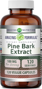 Amazing Nutrition Extracto de Corteza de Pino 100 mg - 120 Cápsulas Vegetales - No-GMO, Sin Gluten
