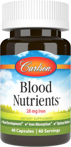 Carlson Blood Nutrients - 28 mg Hierro, 40 Cápsulas