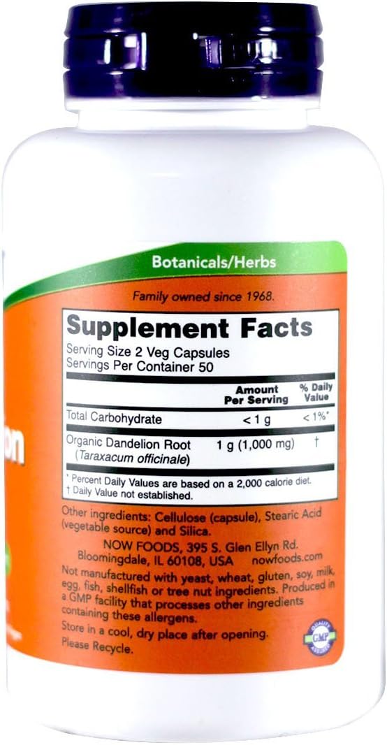NOW Foods Raíz de Diente de León 500 mg, 100 Cápsulas (Pack de 3)