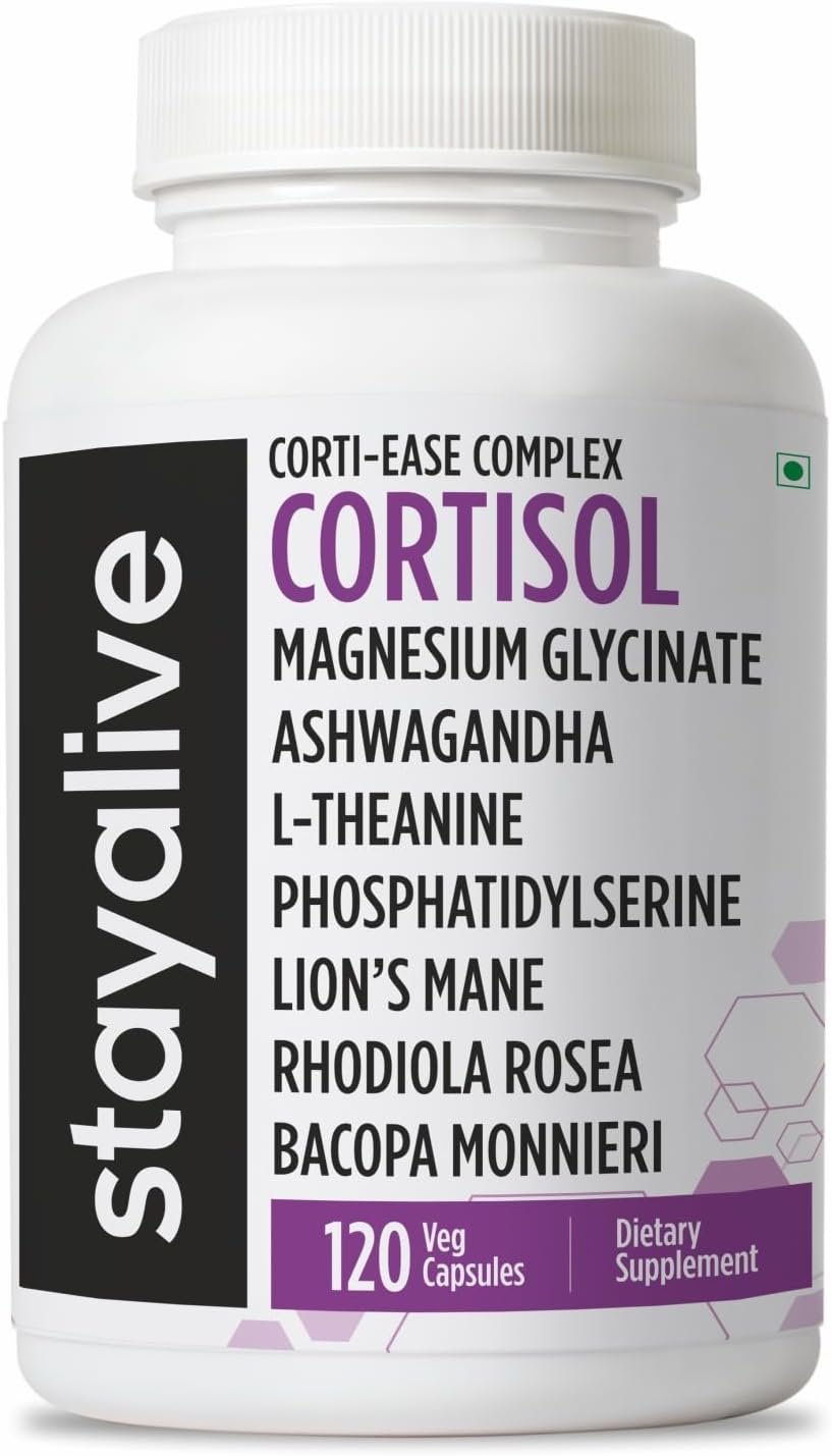 STAY ALIVE Suplemento Gestor de Cortisol 15-en-1, 120 Cápsulas Veganas