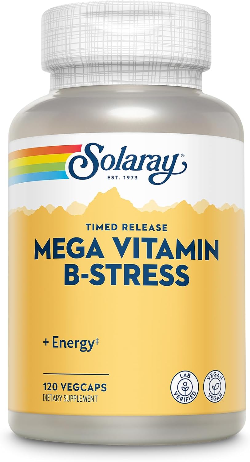 SOLARAY Mega Vitamin B-Stress - B Complex with Vitamin C, Sustained Release, 240 Tablets