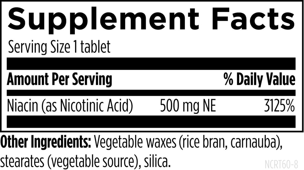 Designs for Health Niacina 500mg CRT - Vitamina B3 (Ácido Nicotínico) Liberación Controlada