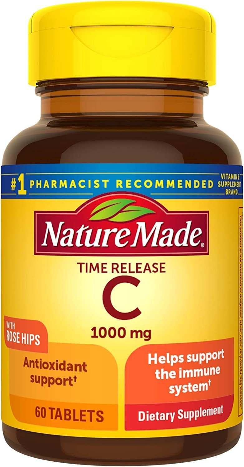 Nature Made Vitamina C de Liberación Prolongada con Escaramujo, 1000 mg, 60 Comprimidos (Pack de 3)