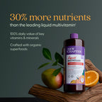 New Chapter Multivitamínico Líquido + Minerales - Apoyo Corporal Integral para Adultos, Adolescentes y Niños 2+ - 22 Vitaminas y Minerales Esenciales - Fácil Absorción - Sabor Naranja Mango - 887 ml