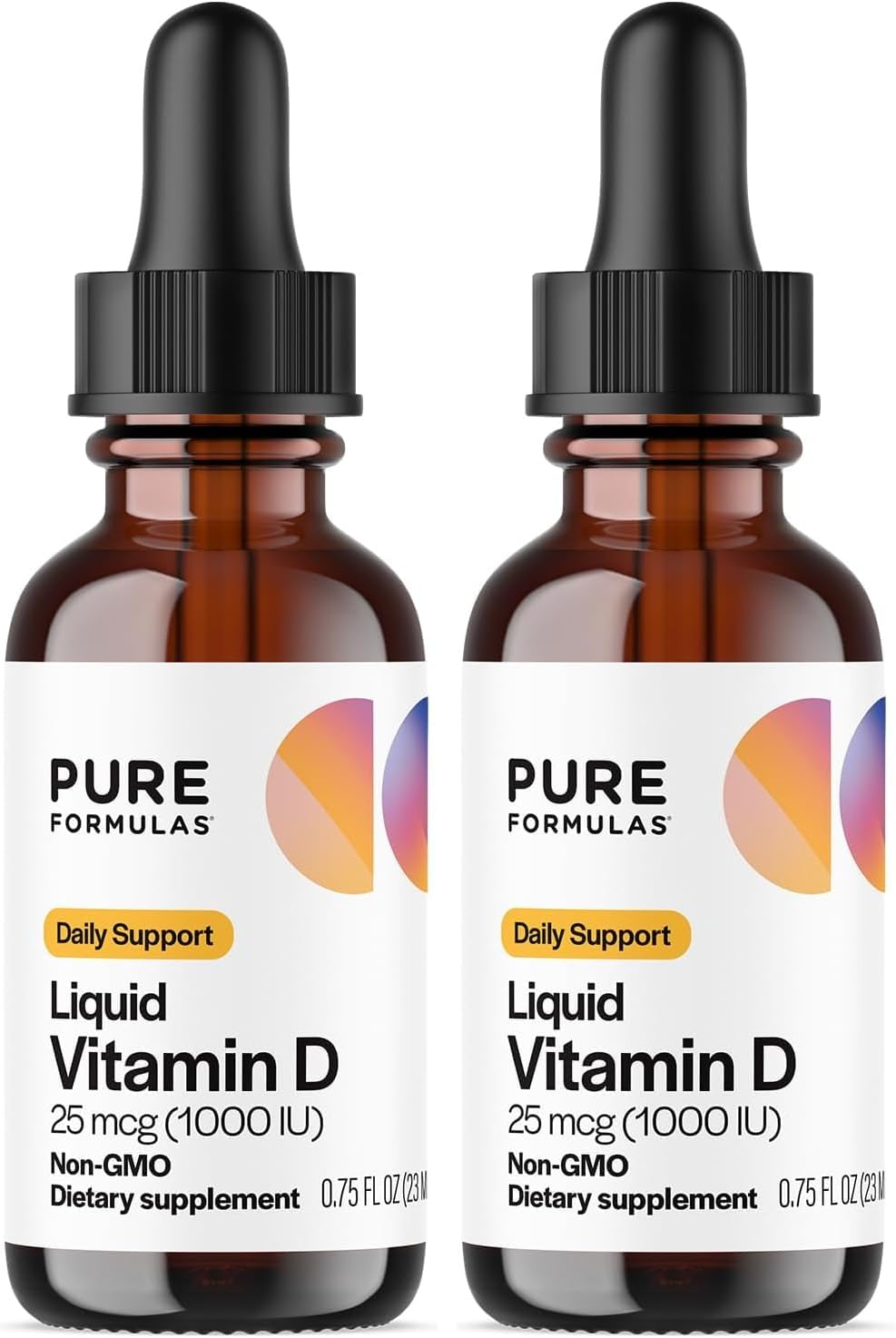 PureFormulas Vitamina D3 Líquida 25 mcg (1.000 UI) - Gotas de Vitamina D3 para Adultos y Niños - No Transgénico, Vegetariano - 22 ml