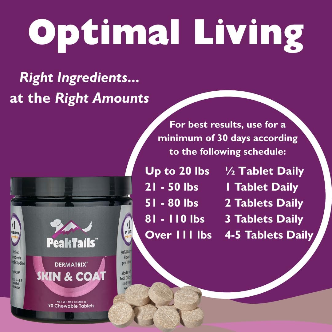 Kala Health PeakTails Suplemento para Piel y Pelaje para Perros – 90 Comprimidos Masticables